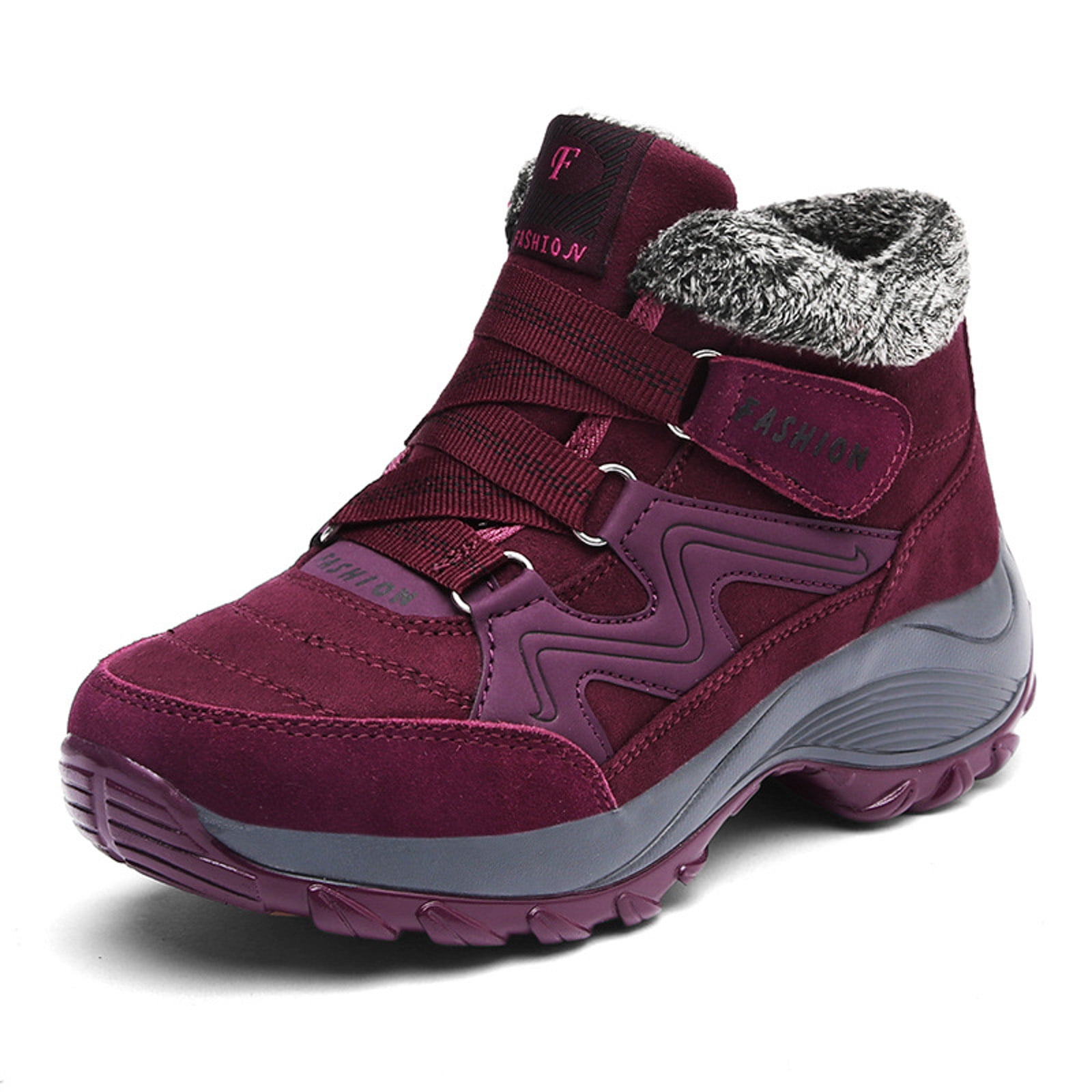 CAICJ98 Women's Winter Boots Warm Lined Ankle Boots Waterproof Outdoor Hiking Shoes Winter Boots Women (Red,Size 7.5)