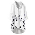 thumbnail image 1 of Blusa con bolsillo y estampado de solapa con botones de manga larga informal para mujer Pompotops FGAJ20563, 1 of 5