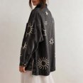 thumbnail image 5 of sicmoss Women's Black Cotton Vintage Oversized Embroidered Denim Jacket Boho Loose Fit Button Down Casual, 5 of 7