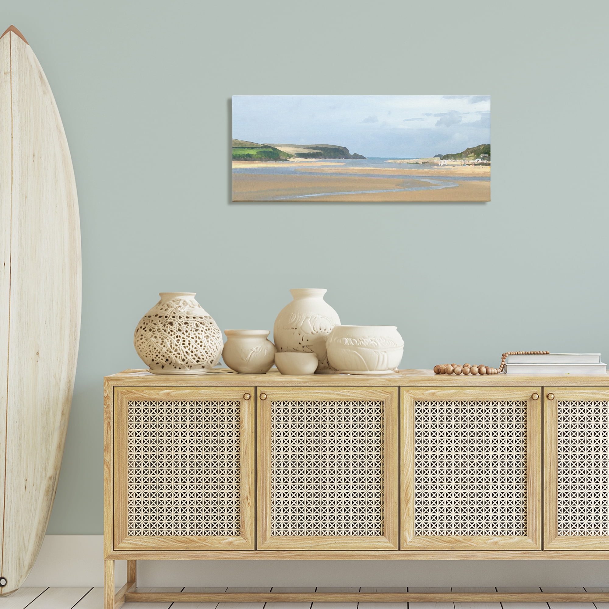 Stupell Industries Vast Beach View Landscape Painting Gallery Wrapped Canvas Art Print Wall Art, 40 x 17