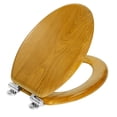 thumbnail image 1 of Asiento de inodoro Angel Shield chapado en madera de roble natural alargado, 1 of 8