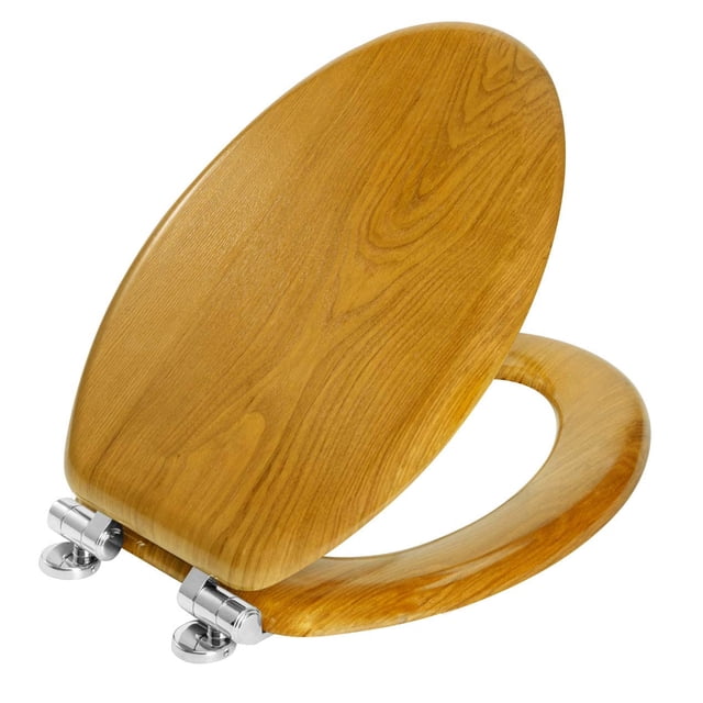 Asiento de inodoro Angel Shield chapado en madera de roble natural alargado