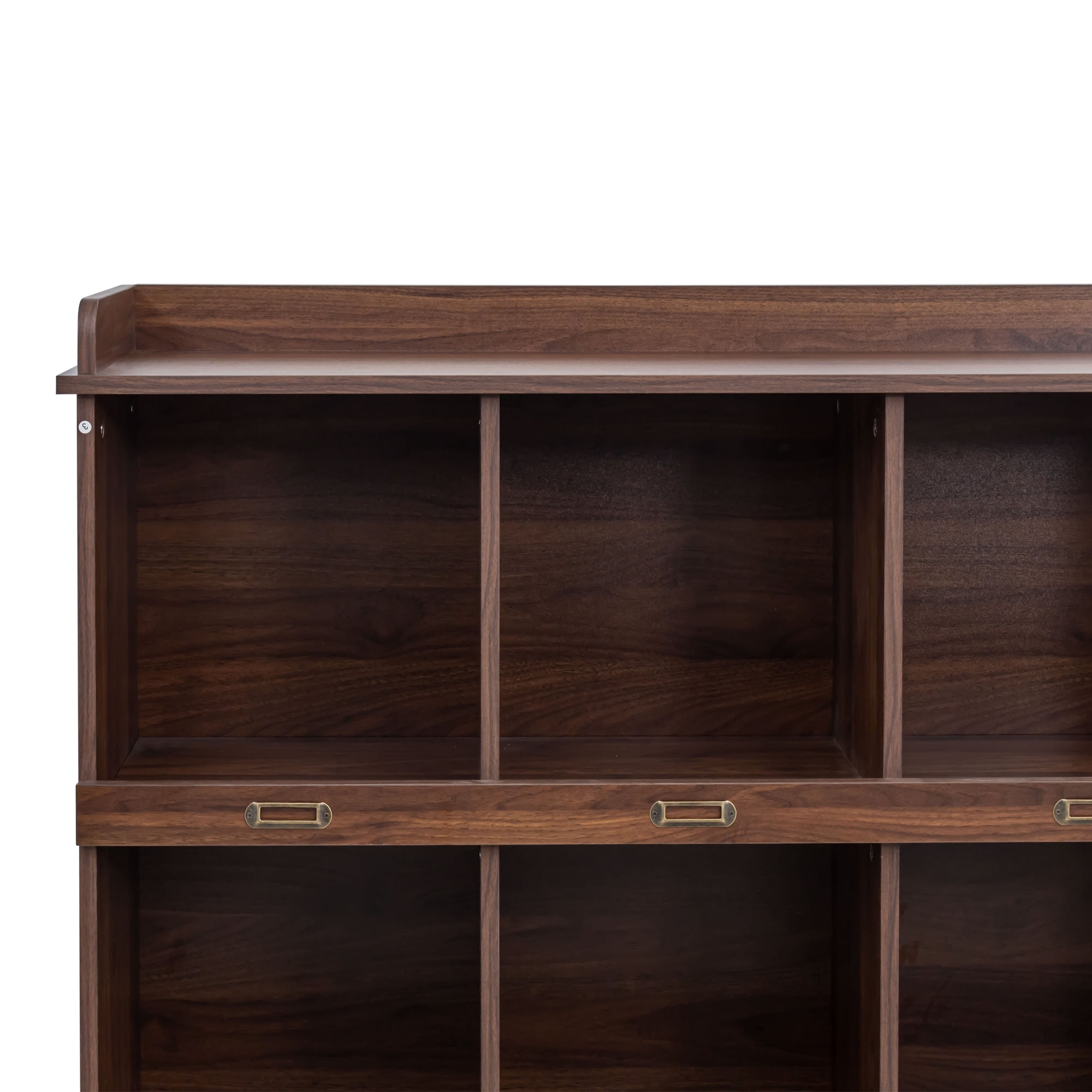 Bookcase, 10 Open Shelves Storage Unit with Melamine Finish, for Books Decor Collectibles in Living Room Office, Walnut