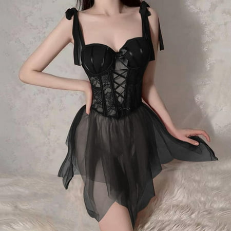 Women Lingerie Nightgown Babydoll Dress Sexy Black Outfit For Women Lace Lingerie Sexy Summer Outfits For Women