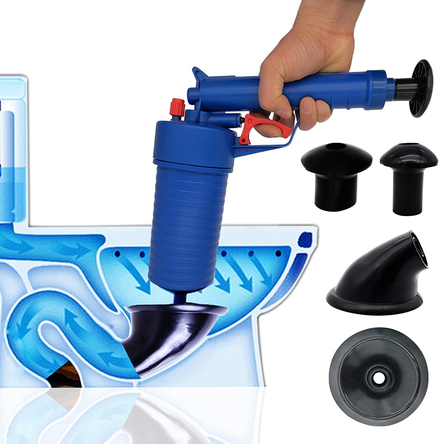 Power Toilet Plunger Set Drain Clog Remover Tool Drain Snake Tub Drain