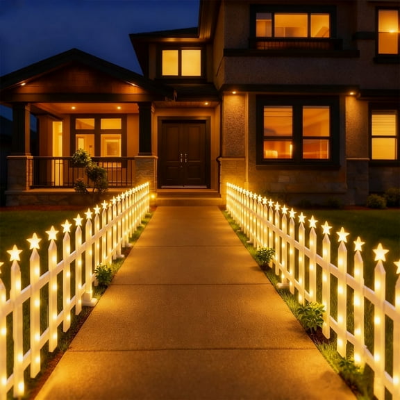 Christmas Decoraion Lights, Waterproof Solar Pathway Lights Garden Tree Border Fence for Patio Yard Landscape Decor- Warm, 8 Pack