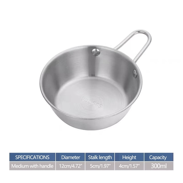 Birdeem Bol d'Assaisonnement pour Collation de Cuisine avec Poignée, Bol de Riz Doré, Bol à Vin Chaud et Froid, Bol à Vin de Riz en Acier Inoxydable