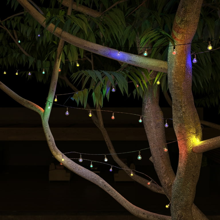 Outdoor Solar Sting Lights- Solar Powered Round Globe Hanging Lighting with Multicolored Lights for Patio, Backyard, Garden, Events by Pure Garden Outdoor Solar Sting Lights- Solar Powered Round Globe Hanging Lighting with Multicolored Lights for Patio, Backyard, Garden, Events by Pure Garden