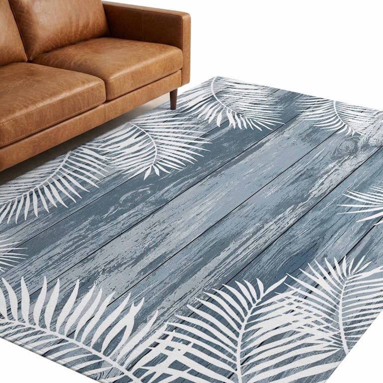 8x10 Area Rugs, Tropical Palm Leaves Non-Skid Rubber Backing Large ...