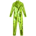 thumbnail image 4 of iiniim Girls Long Sleeve Shiny Metallic Jumpsuit Dance Gymnastics Leotard Bodysuits Unitard Dancewear Green 4-6, 4 of 6