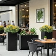 thumbnail image 5 of 2-Piece Metal Flower Pots - Easy-to-install rectangular metal flower pots, modern outdoor planters suitable for all weather conditions, with drainage holes and dividers.15" L x 15" W x 30" H, 5 of 6