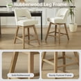 thumbnail image 5 of Usaint 27" 360° Swivel Counter Height Bar Stools Set of 2, Upholstered with Backrest and Sturdy Rubberwood Legs for Kitchen Island, Breakfast Bar,Beige, 5 of 12