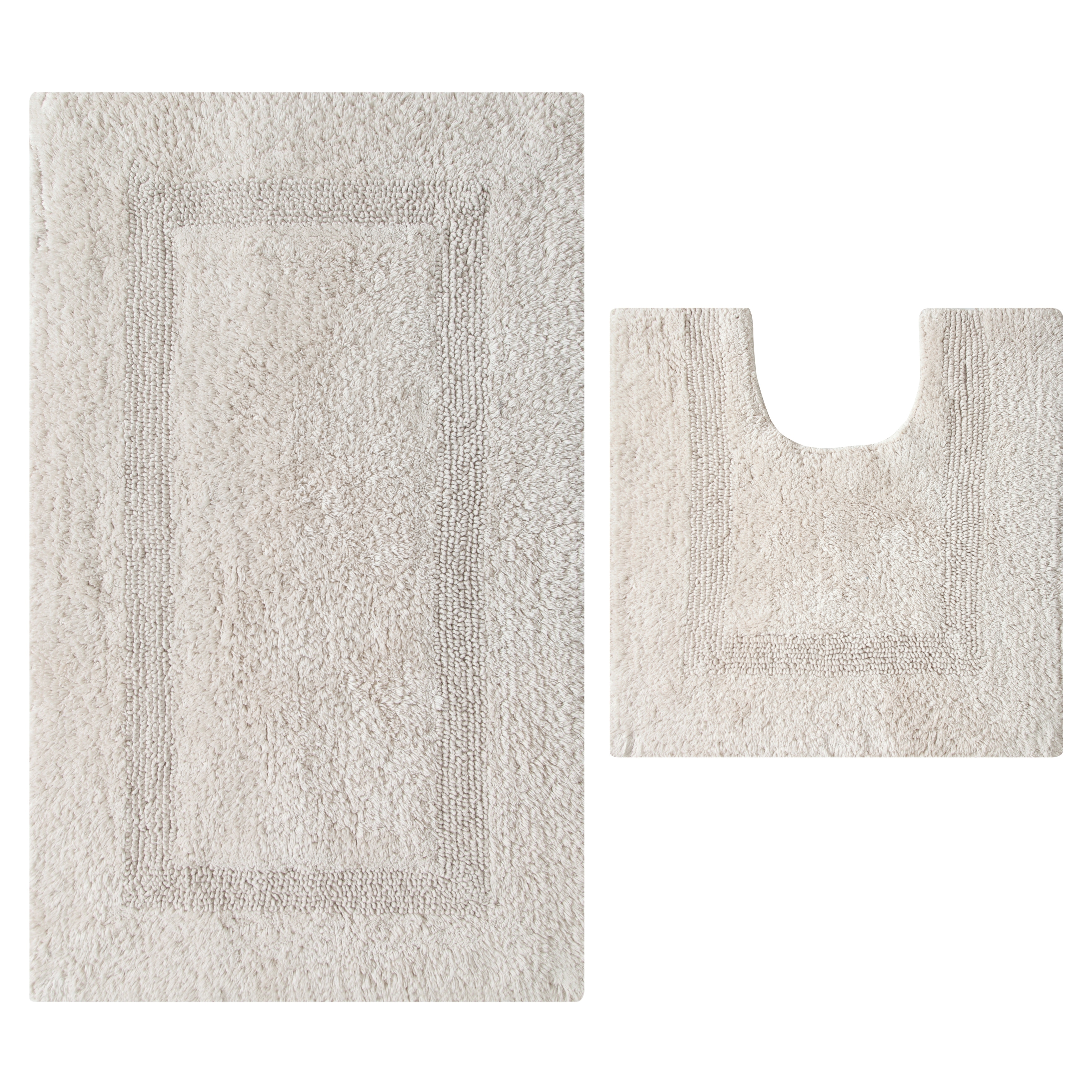 Fabstyles  Soft & Absorbent Reversible Cotton Bath Rug Set of 2 Taupe