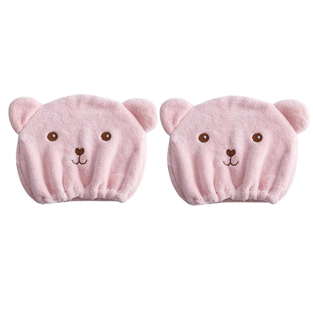 Toalla para secar el cabello, paquete de 2, turbante rosa de microfibra, secado rápido, suave y absorbente con ajuste elástico.