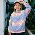 thumbnail image 2 of Uorisanigo Girls Sweatshirts Fashion Long Sleeve Pullover Crop Tops Fall Trendy Rainbow Mermaid Scales Athletic Tops Drop Shoulder School Cropped Pullover Hoodies for Sports and Daily Wear, 2 of 7