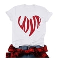 thumbnail image 2 of Riecok Women Valentine's Day Print Short Sleeve T-shirt Crewneck Heart T Shirt for Women Summer Casual Comfy Novelty Graphic Tops White L, 2 of 4
