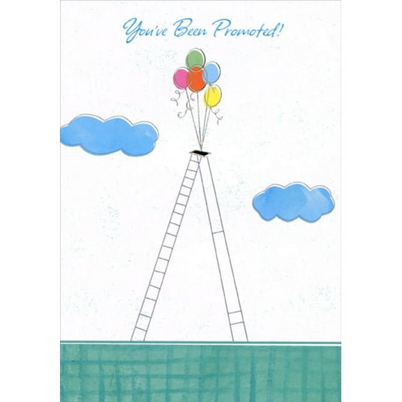 Designer Greetings Silver Foil Ladder and Balloons Promotion Congratulations Card