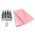 thumbnail image 1 of Kitchen 18pcs Cake Nozzle Stainless Steel Baking Nozzle DIY Kitchen Cookies Icing Piping Tool with Pastry Bag  Pink, 1 of 9