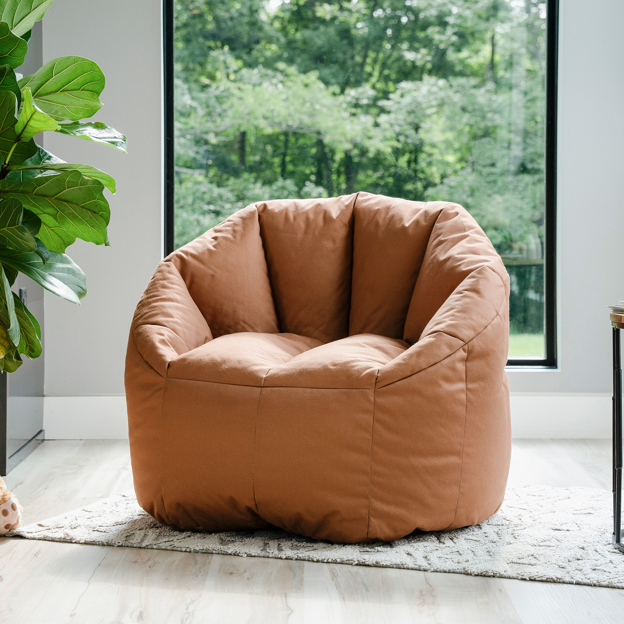 Big Joe Joey Large Bean Bag Chair in Honey Oak Canvas, All Ages, Canvas with On-The-Go Handle