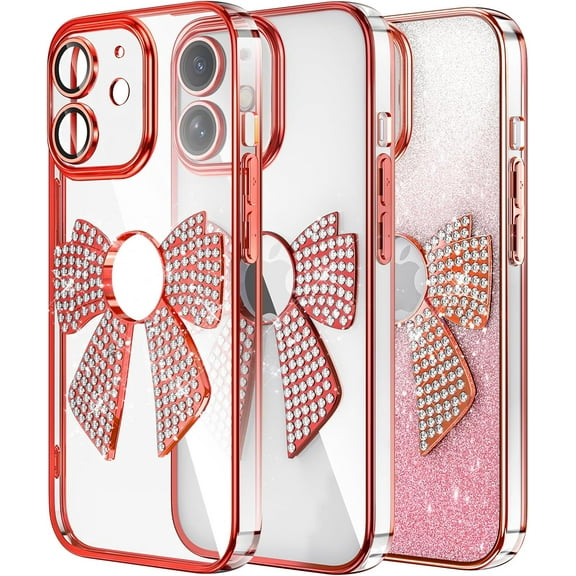 Glitter Case for iPhone 11, iPhone 11 Case Clear Sparkly Gradient Luxury Camera Lens Protector Bling Rhinestone Design Soft TPU for Women Girls Shockproof Case Cover for iPhone 11,Red KDL