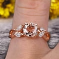 thumbnail image 3 of Surprisingly 2 Carat 6mm Round Cut Gemstone Morganite Engagement Ring On 10k Rose Gold Moissanite Ring Promise Ring for Bride Art Deco Anniversary Gift, 3 of 5