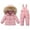 C-Pink, variant on ZCFZJW Baby Boys Girls Two Piece Snowsuit, Winter Toddler Kids Long Sleeve Hooded Puffer Thickened Down Jacket Coat with Long Snow Ski Bib Pants Outfits Set Pink 3 Years