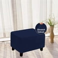 thumbnail image 6 of Rectangle Ottoman Cover, Velvet Ottoman Slipcovers Stretch Footstool Protector Covers Soft Storage Ottoman Slipcover with Elastic Bottom for Living Room -Peacock Blue-Large, 6 of 7