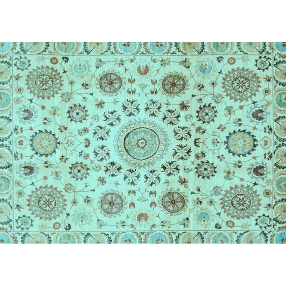 Ahgly Company Indoor Rectangle Abstract Light Blue Modern Area Rugs, 7' x 10'