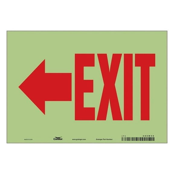 Condor Exit Sign, Vinyl, 10" W, 7" H, Exit, White 480M59