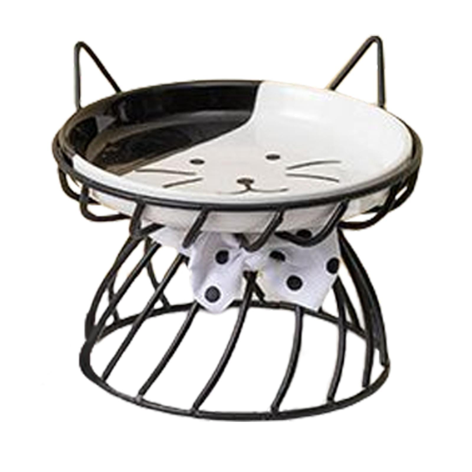 Cat Dog Bowl Snack Canned Dish with Metal Raised Stand Drinking Eating Feeding Bowl Nordic Cat Bowl Ceramic