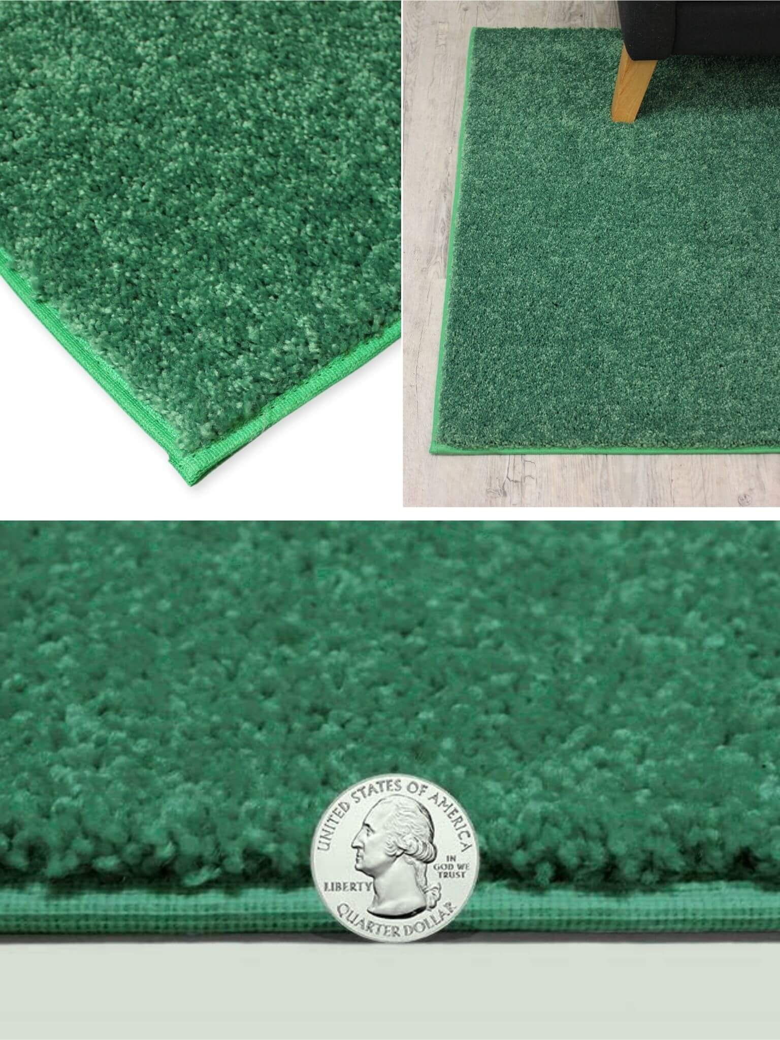 Koeckritz Rugs Kid Crossing Soft Area Rug, 4'x6' Oval, Solid Green for Bedroom, Living Room