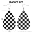 thumbnail image 3 of Faux Leather Teardrop Earrings Checkerboard Printed Dangle Earrings Lightweight Drop Earrings, 3 of 6