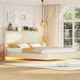 thumbnail image 3 of Queen Size Floating Bed Frame with Storage Headboard, Modern Upholstered Platform Bed with Touch Sensor Night Light and USB Charger, Beige, 3 of 6