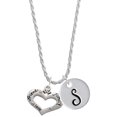 thumbnail image 1 of Delight Jewelry Silvertone Heart with 3 AB Crystals - Friends Family Love Silvertone Script Initial Disc - S - Charm Necklace, 20"+3", 1 of 4