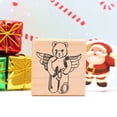 thumbnail image 1 of Bear Angel with Slingshot Craft Rubber Stamp, Laser Engraved Craft Stamp on Wood Mounted Block, Size 1-3/4” x 1-3/4”, Made in USA, 1 of 7