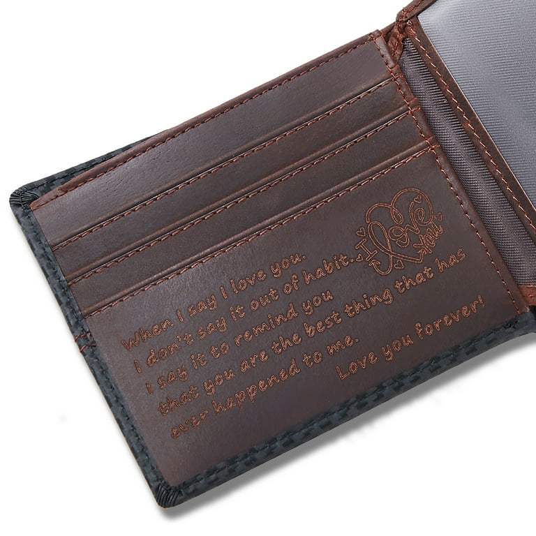 Personalized leather wallet for hot sale husband