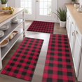 thumbnail image 2 of Red Black Plaid Checkered Pattern Kitchen Rugs Sets Of 3,Kitchen Runner Rugs Non Skid Washable,Decorative Kitchen Floor Mats for Kitchen,Sink,Laundry,17"x30"+ 17"x47" + 17"x59", 2 of 6