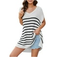 thumbnail image 2 of Suéter de cuello en V para mujer, manga larga, cuello redondo navideño, blusa holgada de tendencia, suéter de punto, suéter para mujer, 2 of 2