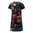 thumbnail image 3 of Orqqct Women Lace Stitching Floral Print Short Sleeve Round Neck Mini Dress, 3 of 4