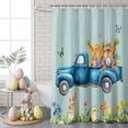 thumbnail image 5 of Easter Shower Curtain Bunny Truck Shower Curtains for Bathroom Decor, Waterproof Polyester Shower Curtain Set with Hooks, Small Stall 36" x 72" Easter Eggs Rabbit Spring Wood Grain, 5 of 9