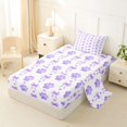 thumbnail image 2 of Homewish Cute Dog Paws Twin Sheets,Heart Bowknot Bedding,Purple,3 Pieces,1 Fitted Sheet and 1 Pillowcase, 2 of 6