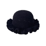 Povozer Crochet Bucket Hat Women Trendy Knit Floppy Cap Cute Boho Handmade Beanies Outdoor Boho Travel Fishing Hat Black