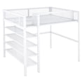 thumbnail image 3 of Full Size Loft Bed, Metal Loft Bed Frame with 4-Tier Shelves and Storage, Heavy Duty Loft Bed Frame with Under-Bed Storage Space, Built-in Ladder and Full-Length Guardrails, for Bedroom, 3 of 7