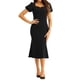 thumbnail image 2 of INSPIRE CHIC Vestidos Elegantes de Negocios para Mujeres con Escote Corazón, Manga Corta Abullonada, Vestido Midi Sirena XS Negro, 2 of 6