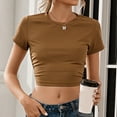 thumbnail image 7 of Fesfesfes Woman Tops Women's Short Sleeve Summer Beach Solid Color Casual Top Pullover T-shirt Womens Short Sleeve Tops XL(US:10), 7 of 7