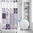 thumbnail image 2 of No Hook Shower Curtain, Spring Floral Shower Curtains for Bathroom with See Through Top Window, Dark Purple Flowers Patchwork Grid Bohemia Waterproof & Washable Bath Curtain Narrow 54"x78", 2 of 9