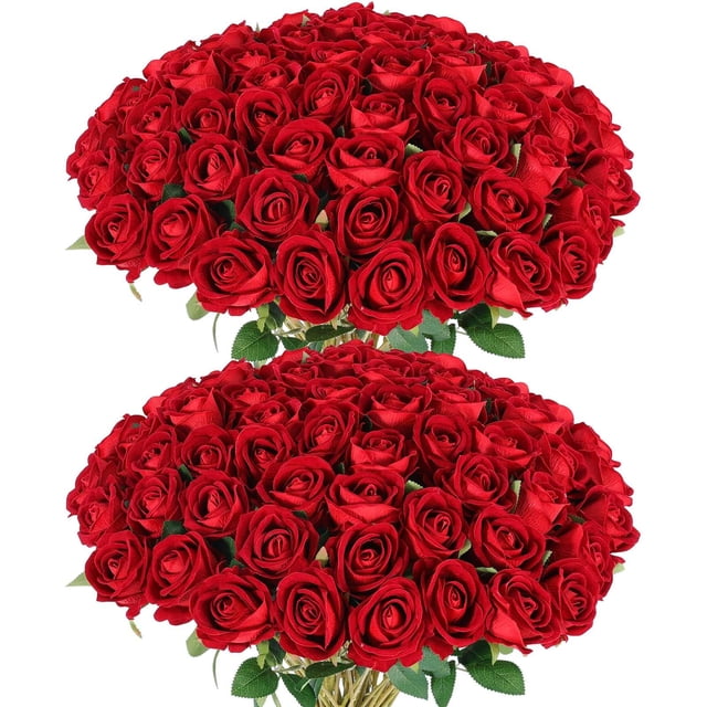 Rosas artificiales Rowfad Velvet Silk Red 60 unidades