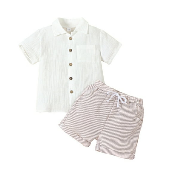 GYRATEDREAM Boys' Shorts Set - 2 Piece Button Down T-Shirt and Shorts - Cute Matching Summer Outfit for Toddlers and Boys for Pink 4-5Y