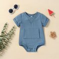 thumbnail image 3 of Gubotare Baby Boy Girl Bubble Romper Oversize Plain Crewneck T-Shirt Bodysuit Tops (Blue,3-6 Months), 3 of 6
