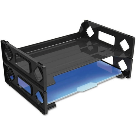 2 Pack Universal Side Load Letter Desk Tray Two Tier Plastic